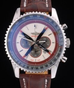 Breitling certifié Correa de cuero marrón amarillento del cronógrafo del dial 80175