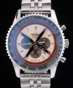 Breitling certifié plata pulido del acero inoxidable Correa Beige Dial cronógrafo 80174