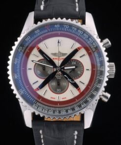 Breitling certifié Beige Dial cronógrafo Negro correa de cuero 80177