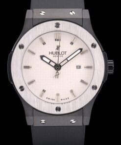 Hublot Big Bang Negro correa de caucho negro Cuadros Dial 80201