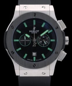Hublot Big Bang Negro correa de caucho Negro Dial verde Punteros 80194