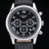 Longines Master Collection correa de cuero Negro Negro Dial 80224