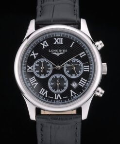 Longines Master Collection correa de cuero Negro Negro Dial 80224