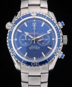 Omega Seamaster Planet Ocean Blue taquímetro Esfera Azul correa de acero inoxidable 80239