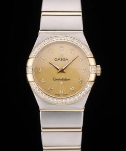 Swiss Lady Omega Constellation de cristal incrustada bisel de oro Dial 80293