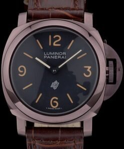 Cuero Panerai Luminor correa marrón Dial Negro 80164