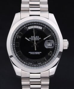 Rolex Day-Date pulsera de acero inoxidable Dial Negro 80294