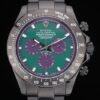Rolex Daytona Negro Ion plateado taquímetro Negro correa de acero inoxidable Dial 80246 Verde