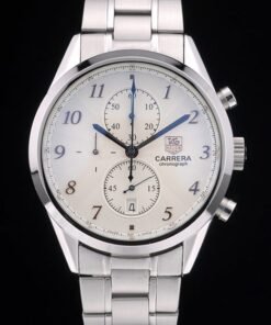 Tag Heuer Carrera esfera blanca de acero inoxidable Correa 7925