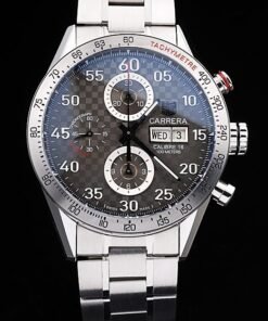 Tag Heuer Carrera suizo Dial taquímetro Bisel de acero inoxidable a cuadros de Brown
