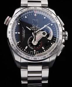 Tag Heuer Carrera suizo Dial taquímetro Bisel de acero inoxidable Negro