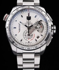 Tag Heuer Carrera suizo Dial Bisel taquímetro blancos del acero inoxidable