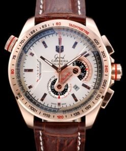 Tag Heuer Carrera taquímetro Bisel esfera blanca de acero inoxidable Correa