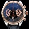 Tag Heuer Carrera caja de acero inoxidable Negro Dial correa de cuero Negro