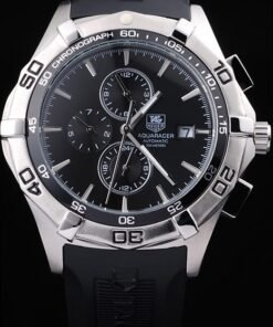 Tag Heuer Aquaracer taquímetro Bisel Negro Dial Negro Correa Caucho